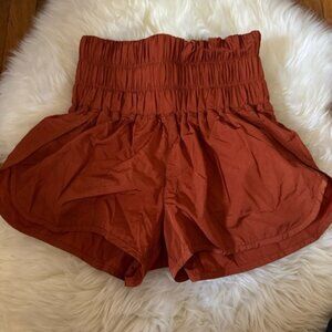 Free People High Waist Brown Shorts with Elastic Waistband